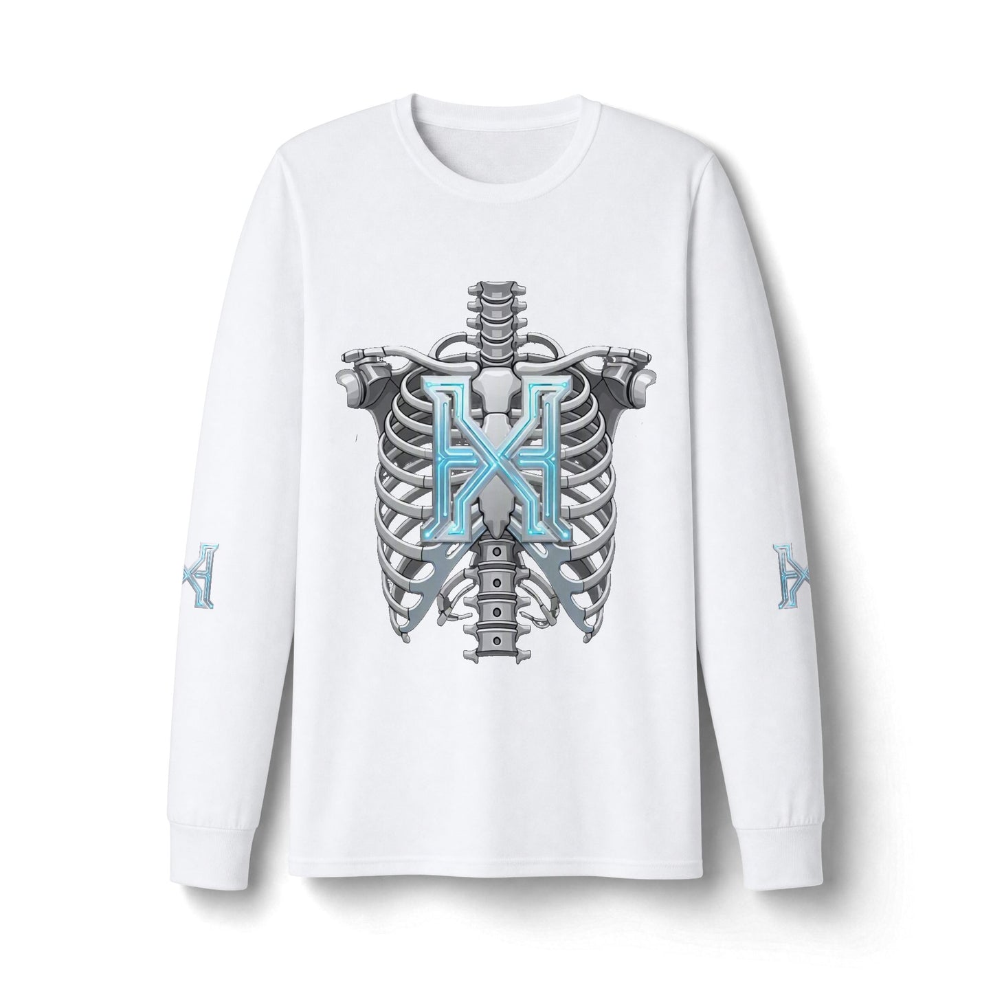 Hypug Xenon Cyber Skeleton Long Sleeve Tee — Futuristic Robotic X Ribcage Graphic