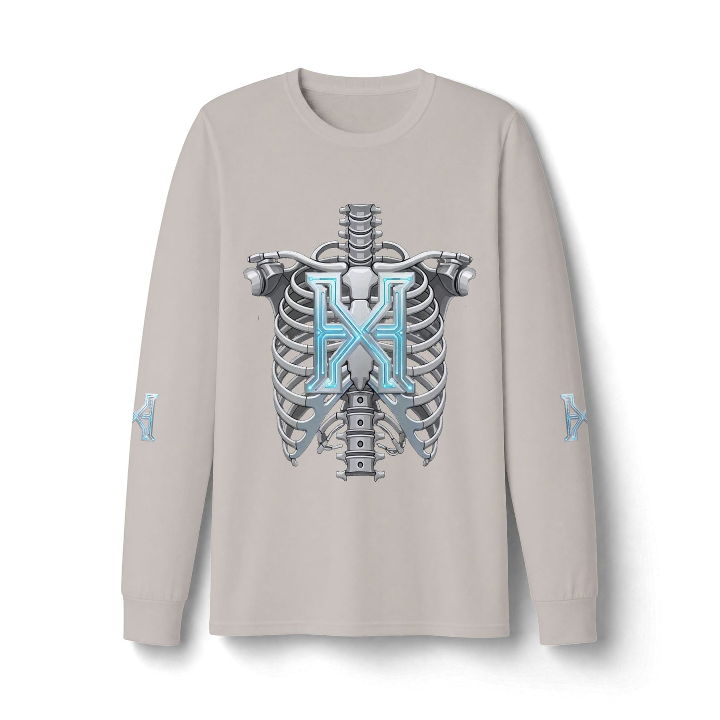 Hypug Xenon Cyber Skeleton Long Sleeve Tee — Futuristic Robotic X Ribcage Graphic