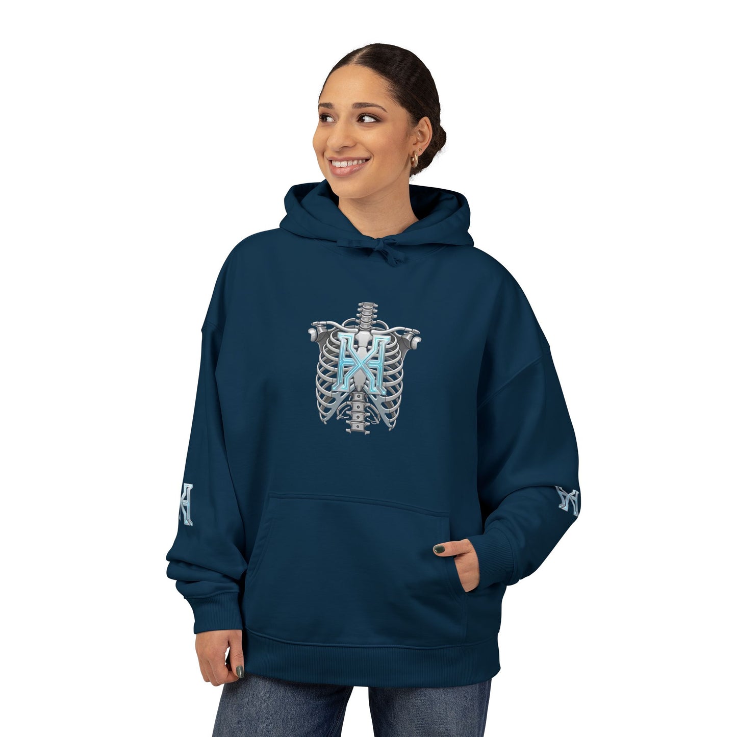 Hypug Xenon Hoodie — Cybernetic Spine & Robotic Hand Graphic Pullover