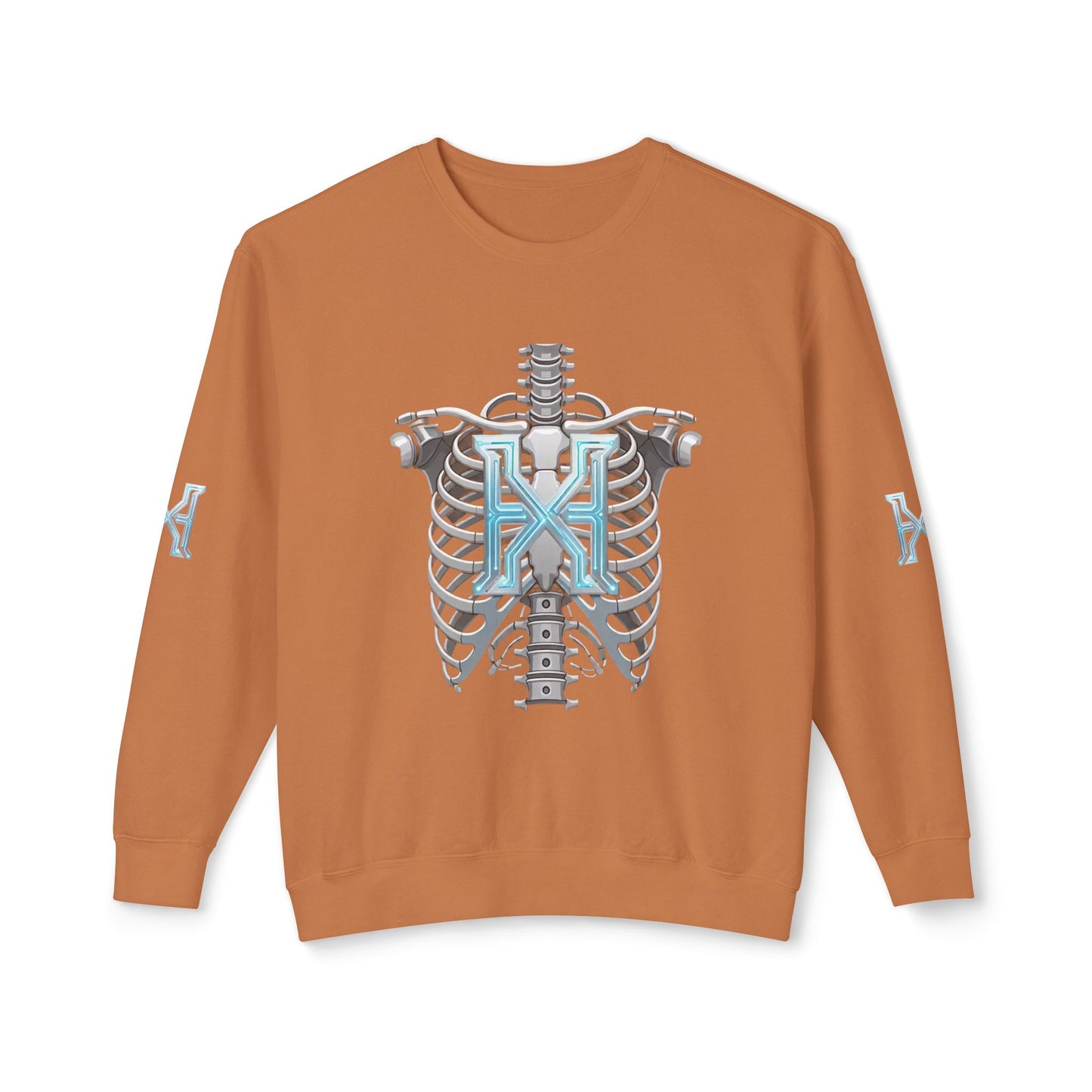 Hypug Xenon Cyber X Ribcage Crewneck Sweatshirt — Futuristic Robotic Hand Graphic