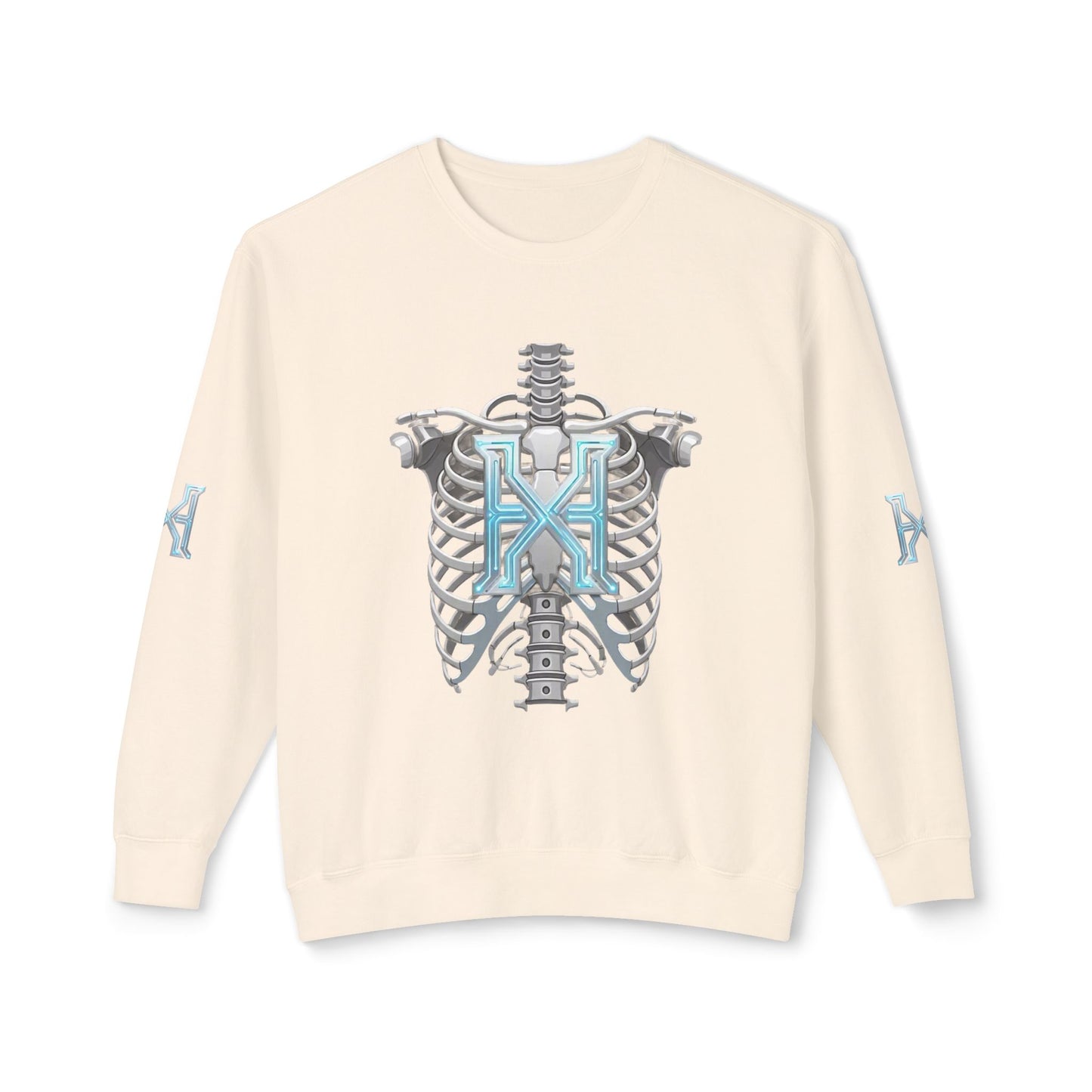 Hypug Xenon Cyber X Ribcage Crewneck Sweatshirt — Futuristic Robotic Hand Graphic