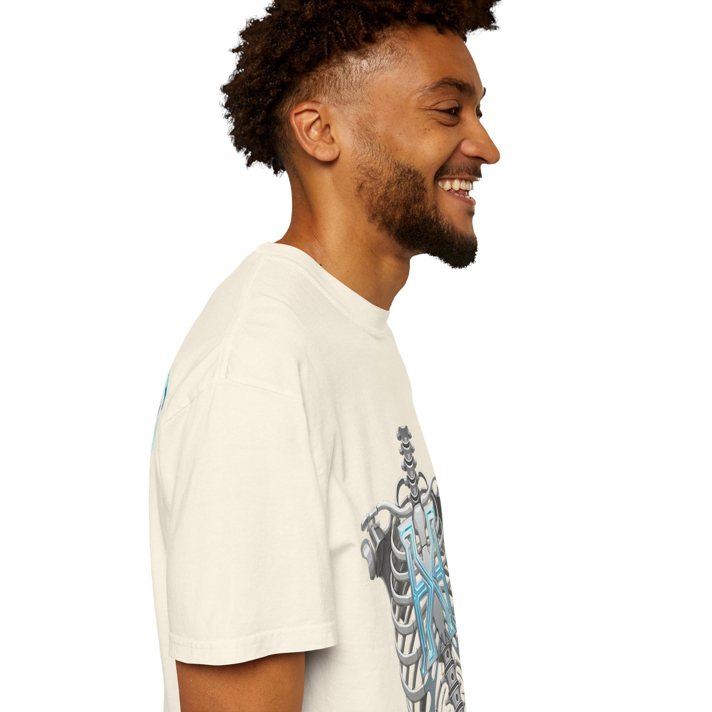 Hypug Xenon Skeleton Ribcage & Robotic X T-Shirt — Futuristic Tech Anatomy Tee