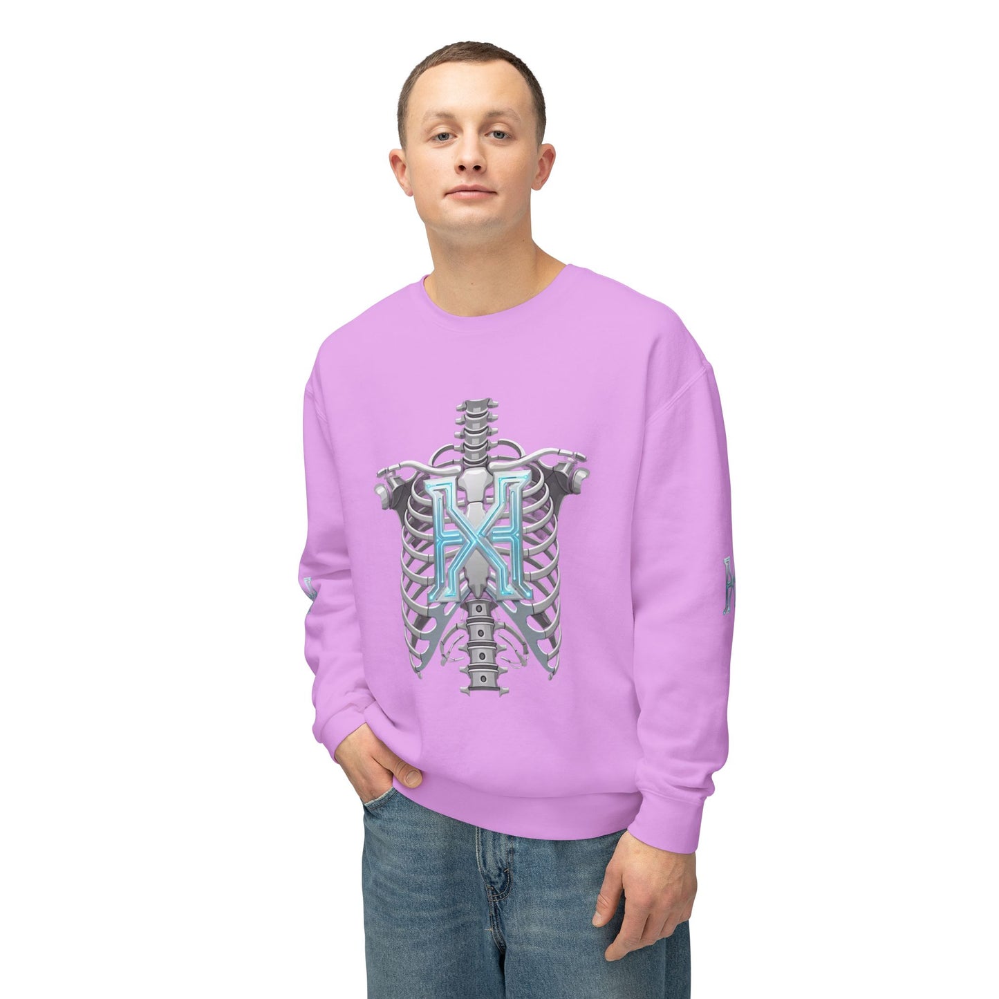 Hypug Xenon Cyber X Ribcage Crewneck Sweatshirt — Futuristic Robotic Hand Graphic