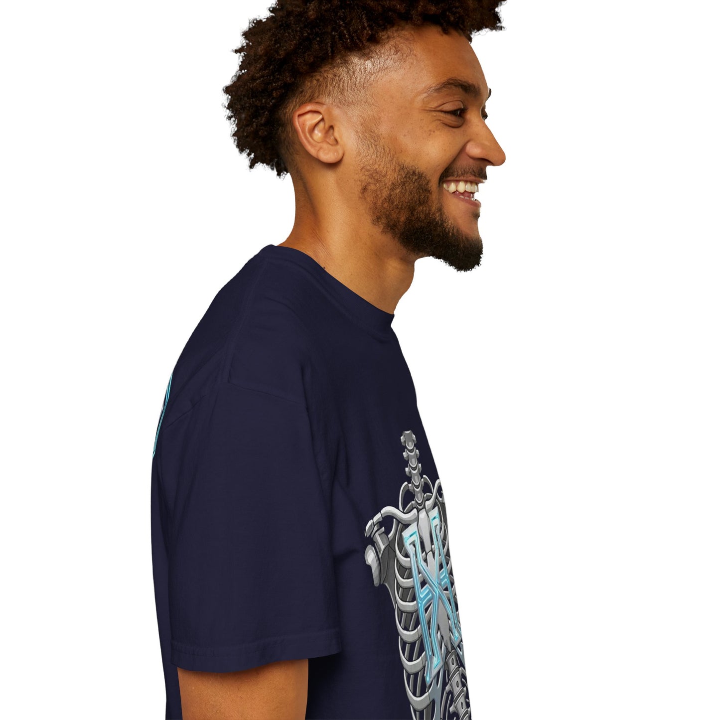 Hypug Xenon Skeleton Ribcage & Robotic X T-Shirt — Futuristic Tech Anatomy Tee