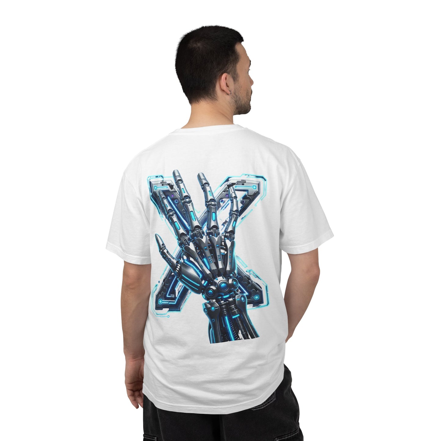 Hypug Xenon Skeleton Ribcage & Robotic X T-Shirt — Futuristic Tech Anatomy Tee
