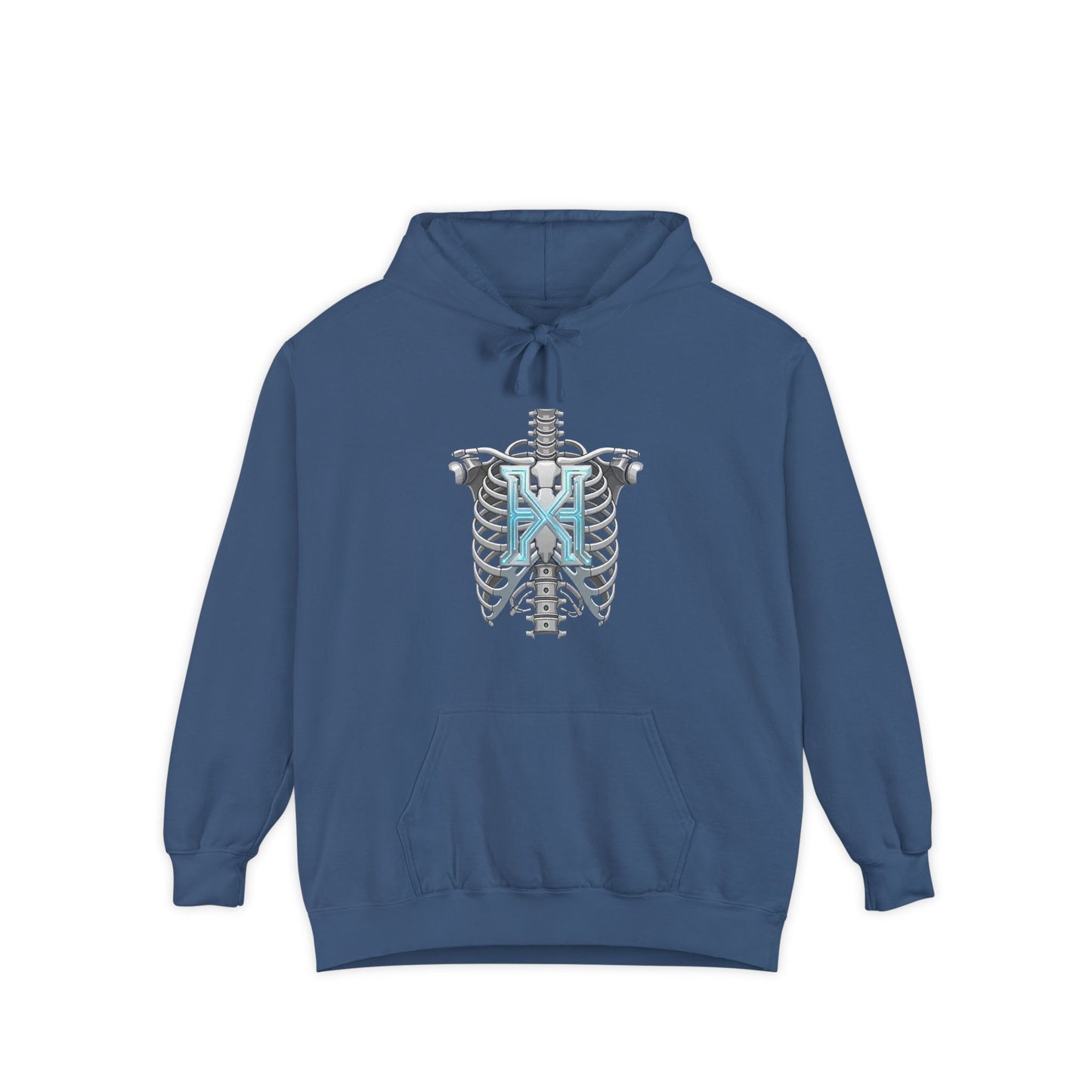 Hypug Xenon Ribcage Anatomy Hoodie — Blue Gothic Spine Chest Design