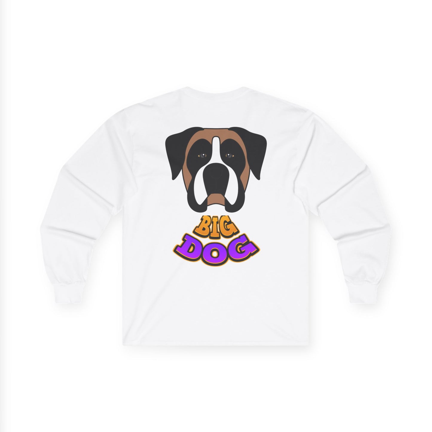 Big Dog Pug Graphic Long Sleeve Tee — Cute Dog Face Crewneck