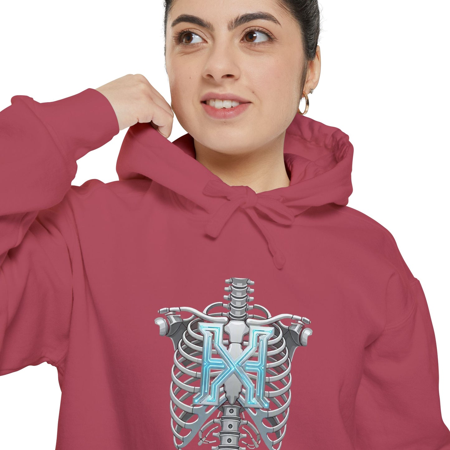Hypug Xenon Ribcage Anatomy Hoodie — Blue Gothic Spine Chest Design