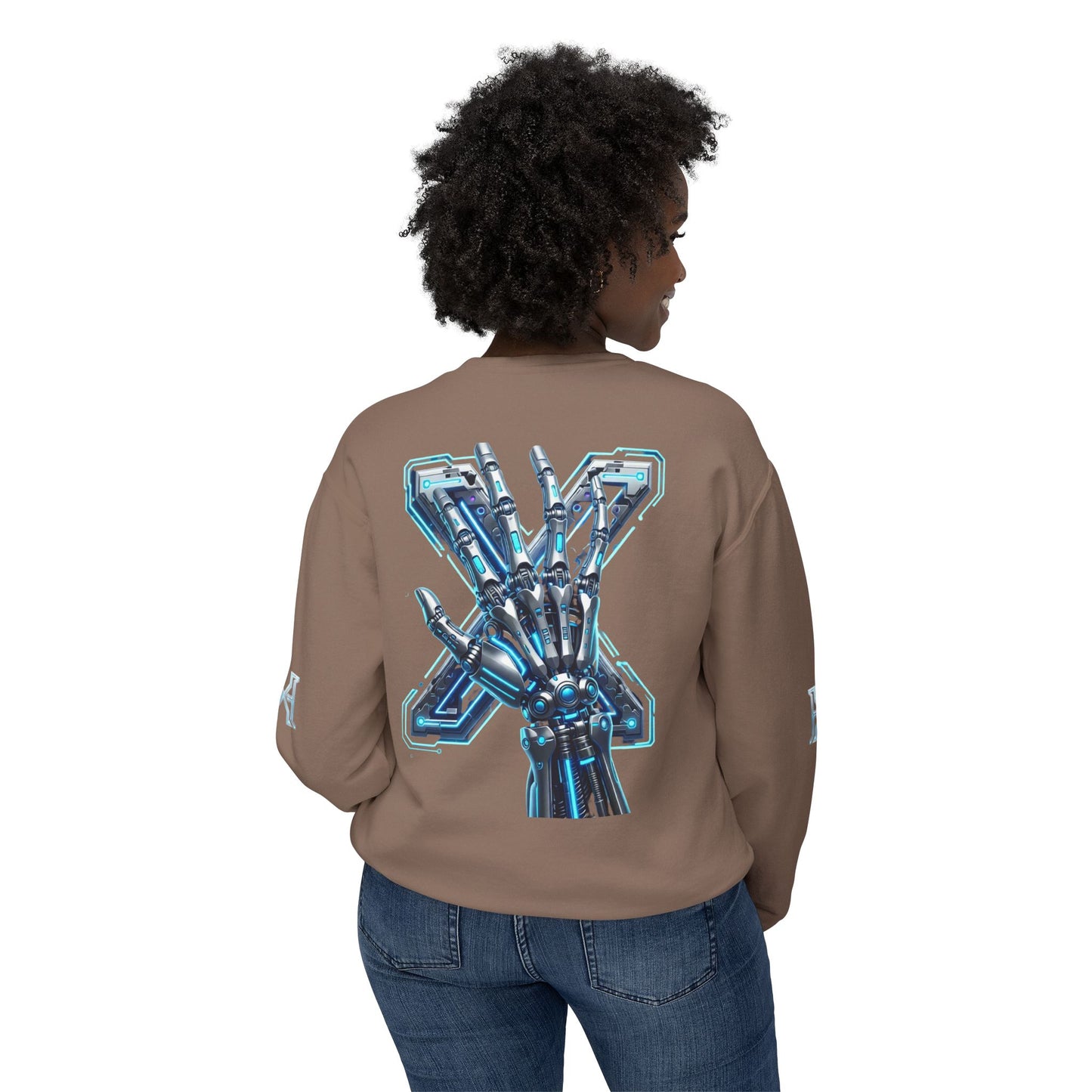 Hypug Xenon Cyber X Ribcage Crewneck Sweatshirt — Futuristic Robotic Hand Graphic