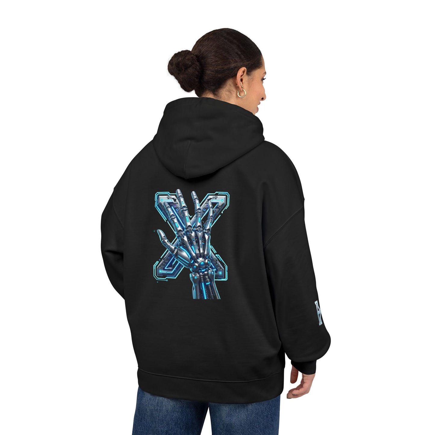 Hypug Xenon Hoodie — Cybernetic Spine & Robotic Hand Graphic Pullover