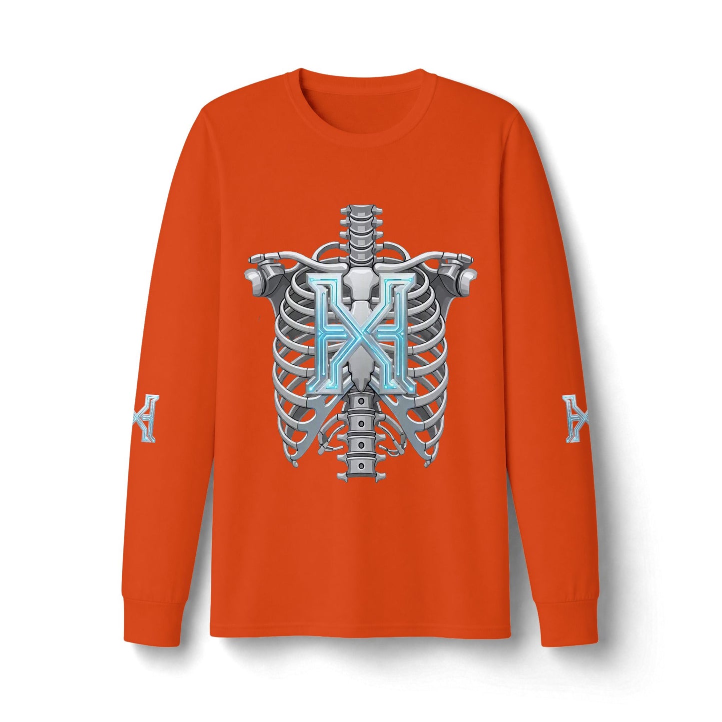 Hypug Xenon Cyber Skeleton Long Sleeve Tee — Futuristic Robotic X Ribcage Graphic