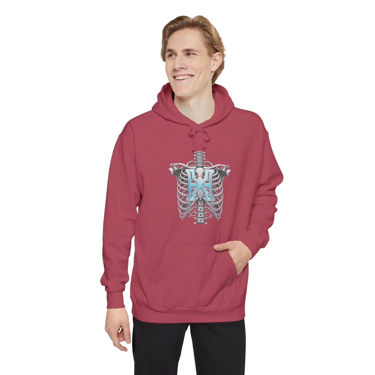 Hypug Xenon Ribcage Anatomy Hoodie — Blue Gothic Spine Chest Design
