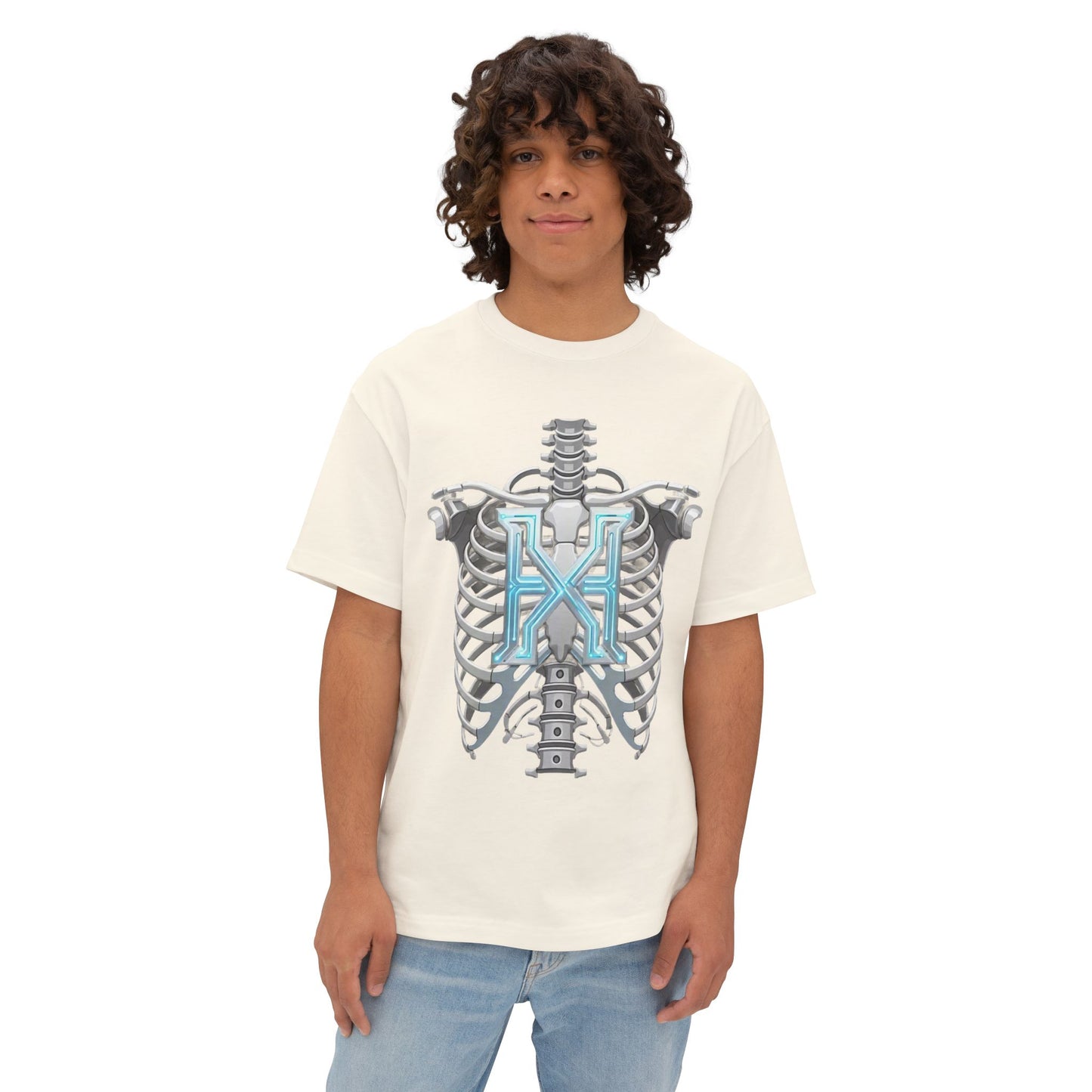 Cyber X Skeleton Tee — Futuristic Robotic Ribcage Graphic T-Shirt