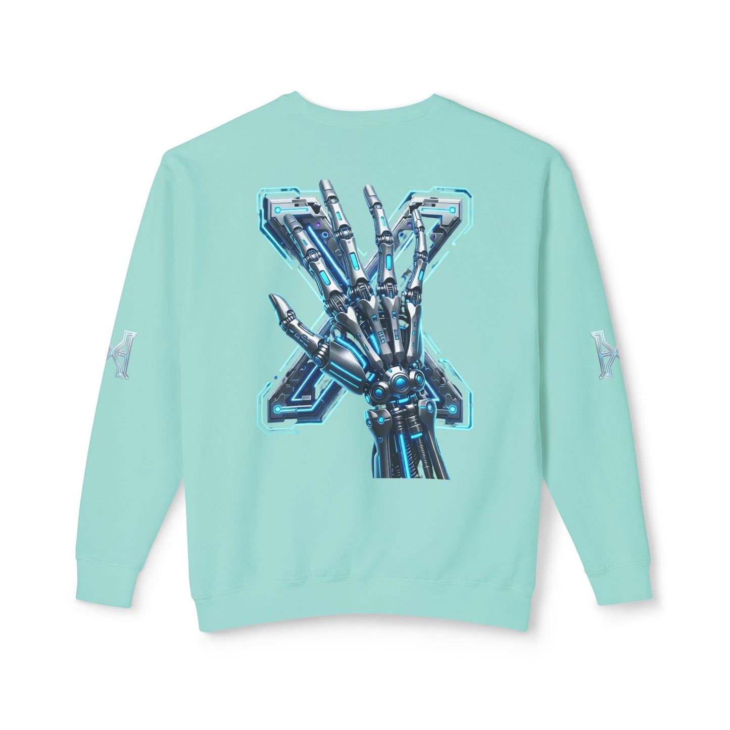 Hypug Xenon Cyber X Ribcage Crewneck Sweatshirt — Futuristic Robotic Hand Graphic