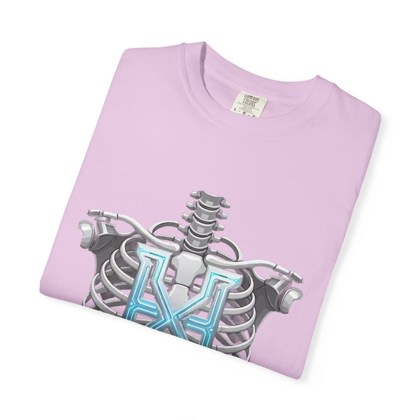 Hypug Xenon Skeleton Ribcage & Robotic X T-Shirt — Futuristic Tech Anatomy Tee