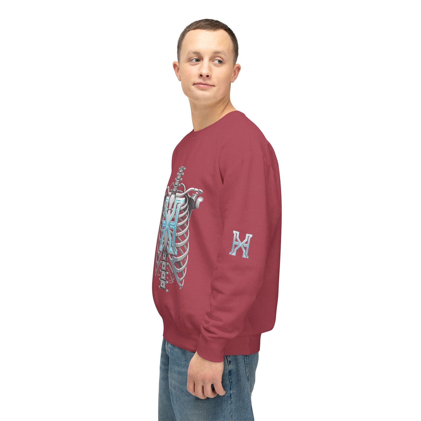 Hypug Xenon Cyber X Ribcage Crewneck Sweatshirt — Futuristic Robotic Hand Graphic