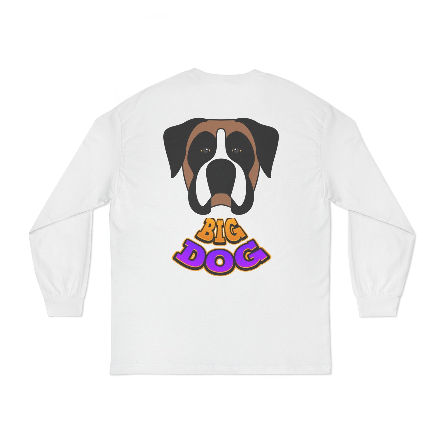 Big Dog Graphic Long Sleeve Tee — 'HYPUG' Chest Logo, Boxer Dog Back Print
