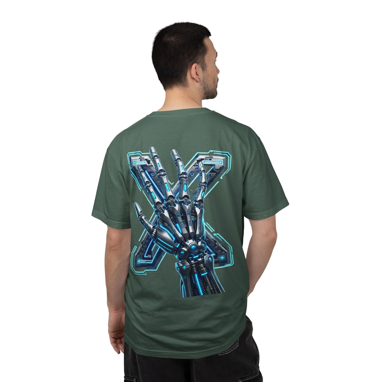 Hypug Xenon Skeleton Ribcage & Robotic X T-Shirt — Futuristic Tech Anatomy Tee