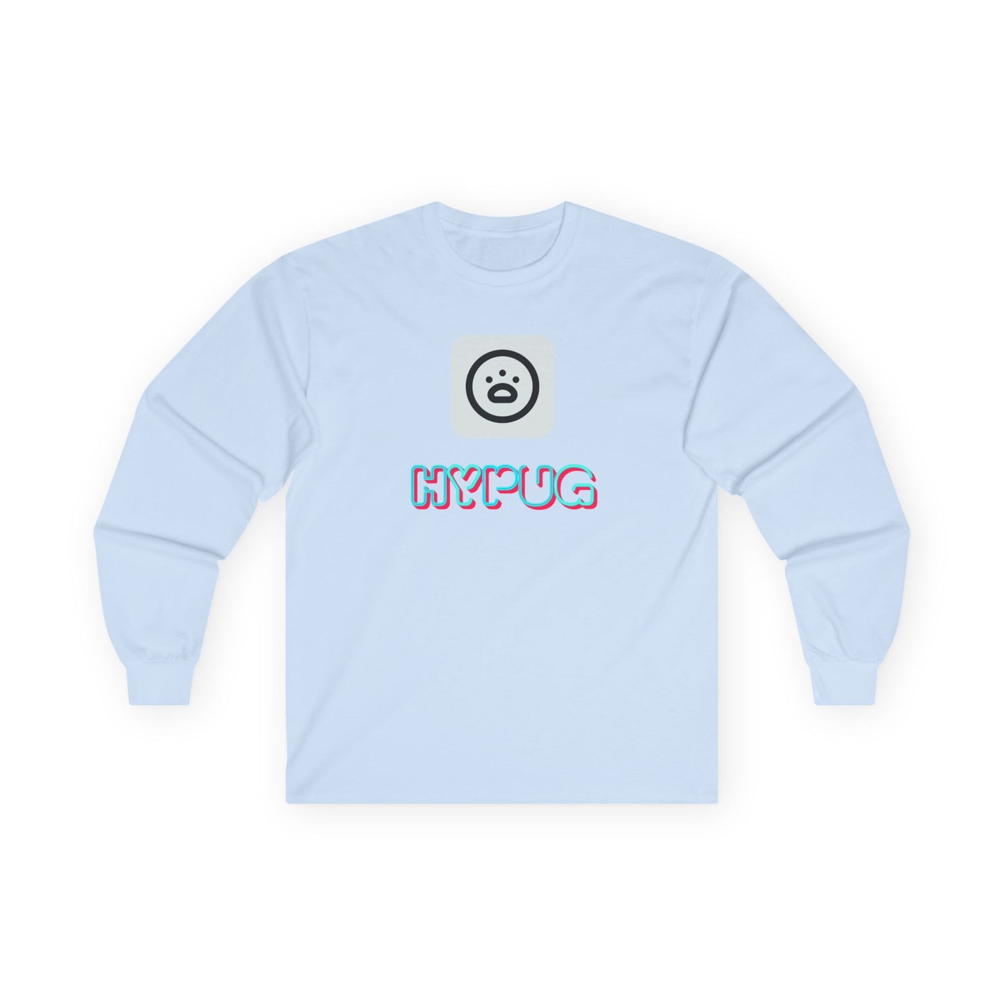 Big Dog Pug Graphic Long Sleeve Tee — Cute Dog Face Crewneck