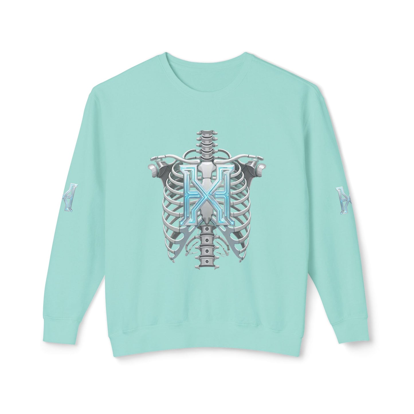 Hypug Xenon Cyber X Ribcage Crewneck Sweatshirt — Futuristic Robotic Hand Graphic