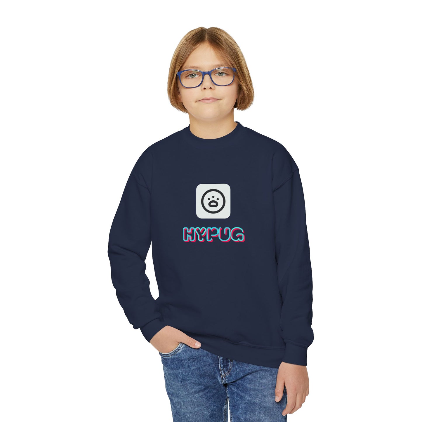 Big Dog Youth Crewneck Sweatshirt — Cute Cartoon Dog Graphic