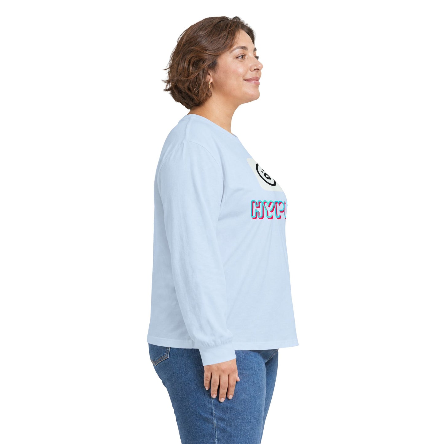 Big Dog Pug Graphic Long Sleeve Tee — Cute Dog Face Crewneck