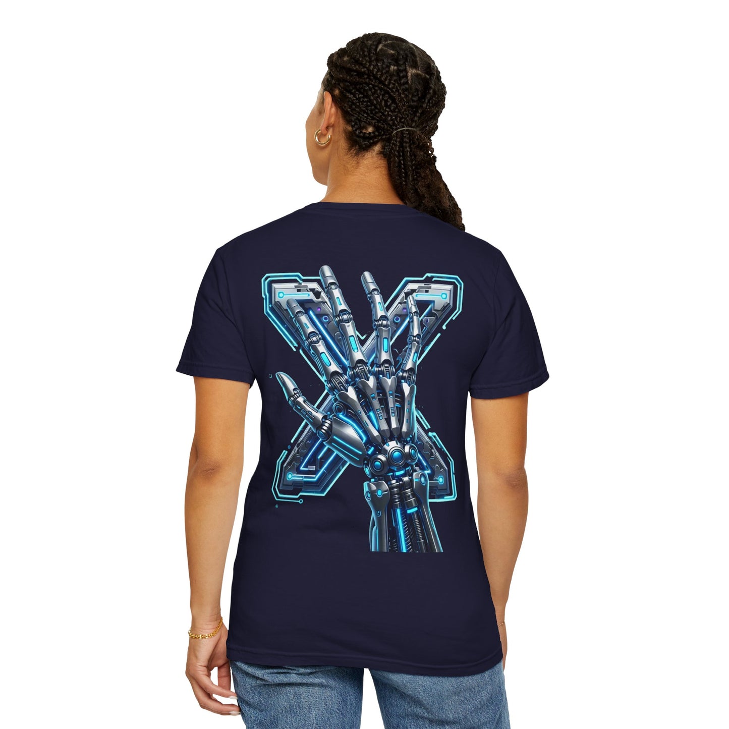 Hypug Xenon Skeleton Ribcage & Robotic X T-Shirt — Futuristic Tech Anatomy Tee