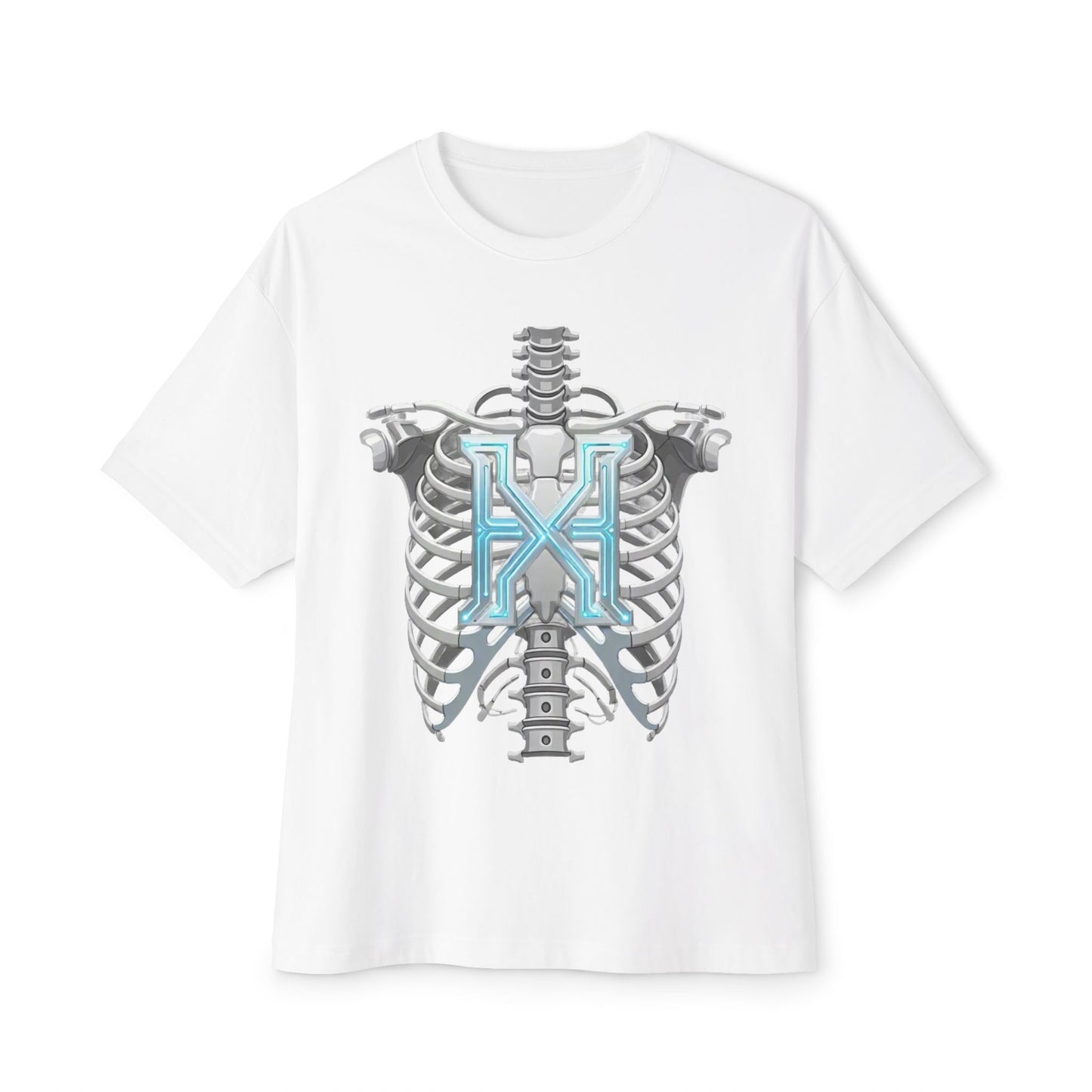 Cyber X Skeleton Tee — Futuristic Robotic Ribcage Graphic T-Shirt