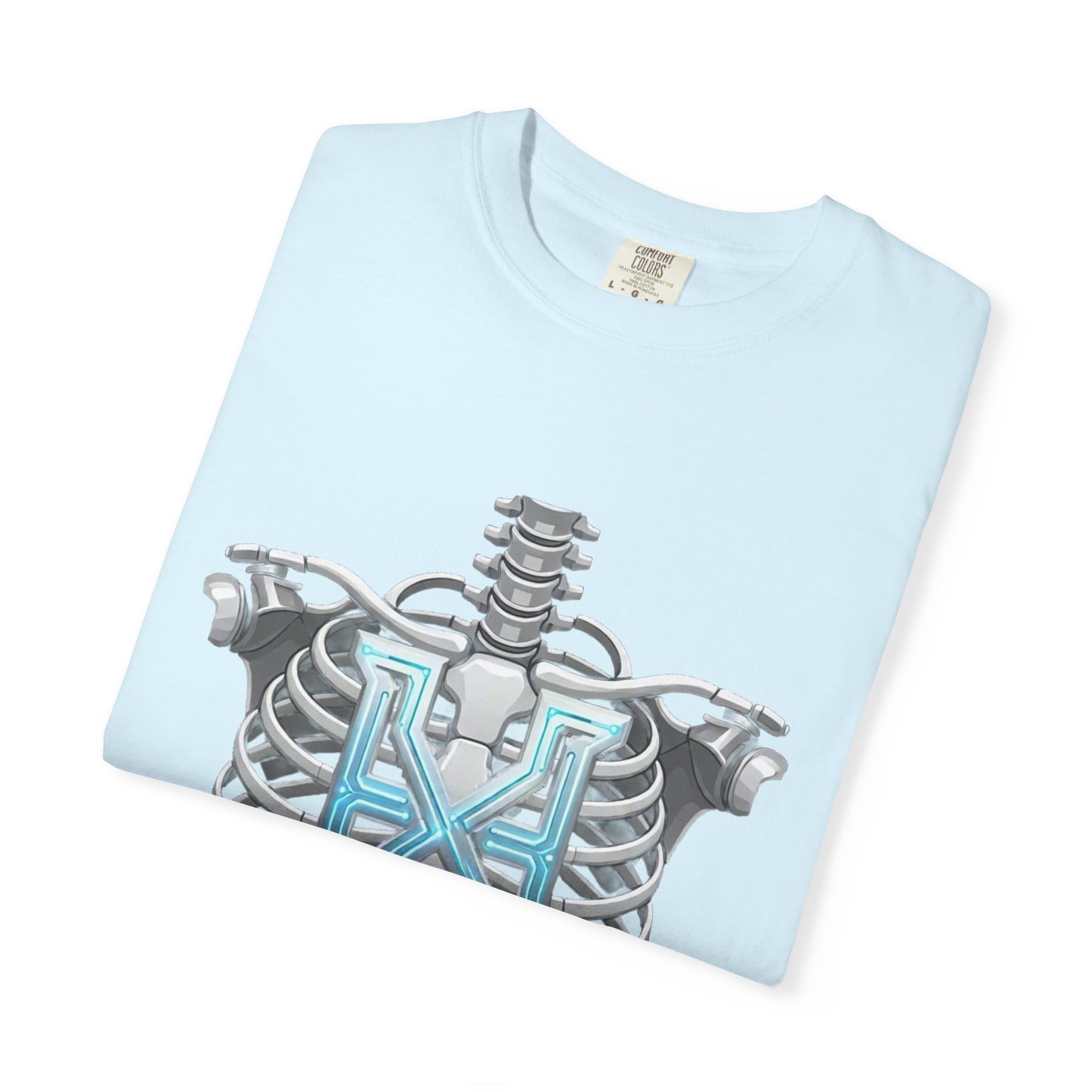 Hypug Xenon Skeleton Ribcage & Robotic X T-Shirt — Futuristic Tech Anatomy Tee