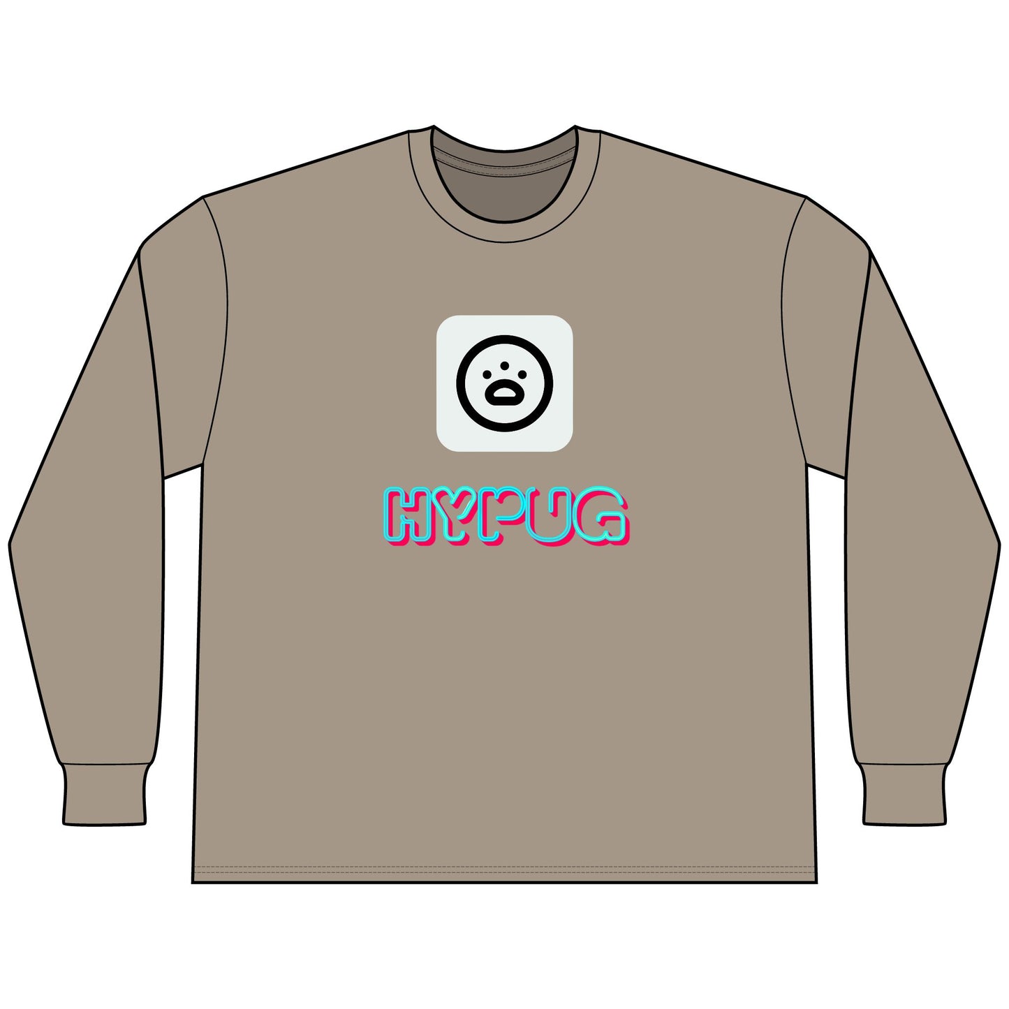 Big Dog Boxer Long Sleeve Tee — 'HYPUG' Graphic Front & Back