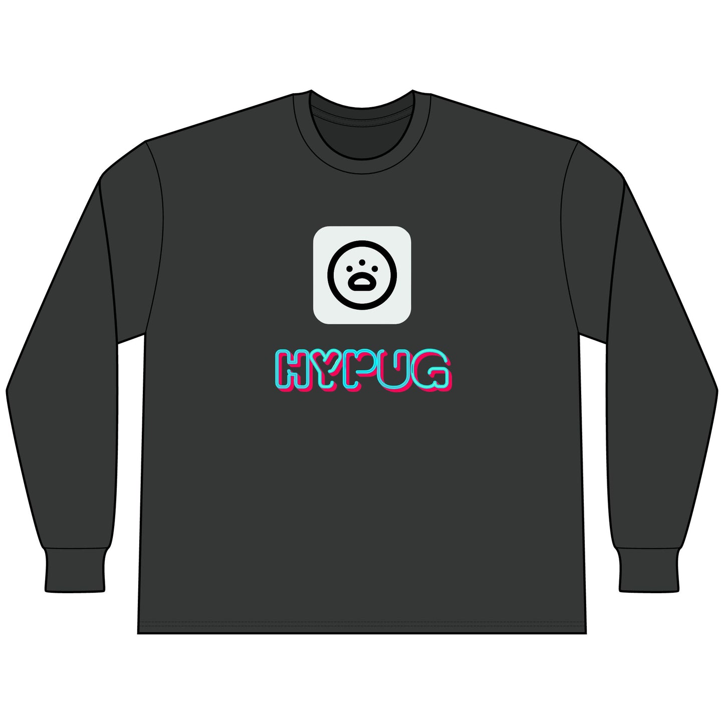 Big Dog Boxer Long Sleeve Tee — 'HYPUG' Graphic Front & Back