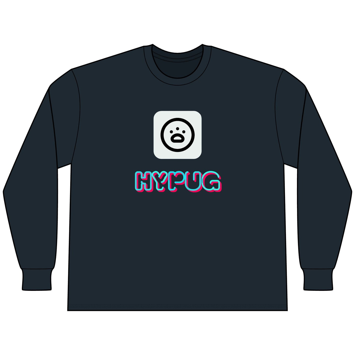 Big Dog Boxer Long Sleeve Tee — 'HYPUG' Graphic Front & Back
