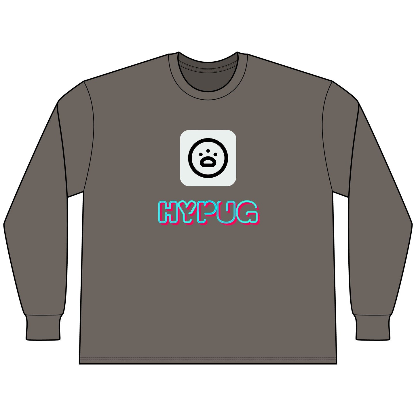 Big Dog Boxer Long Sleeve Tee — 'HYPUG' Graphic Front & Back
