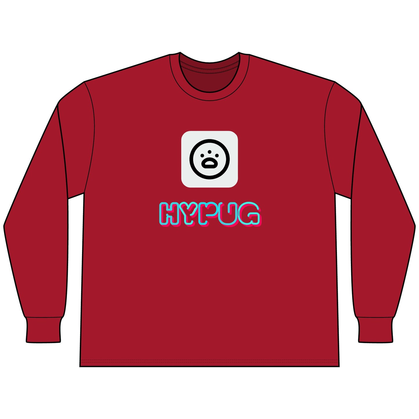 Big Dog Boxer Long Sleeve Tee — 'HYPUG' Graphic Front & Back