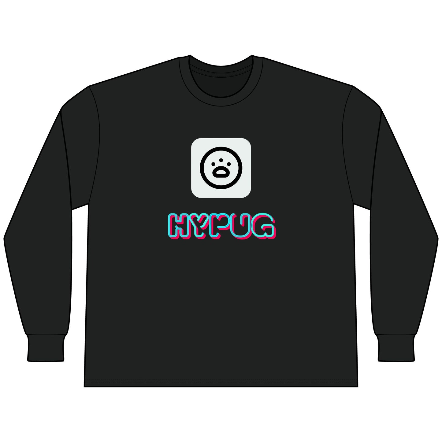 Big Dog Boxer Long Sleeve Tee — 'HYPUG' Graphic Front & Back