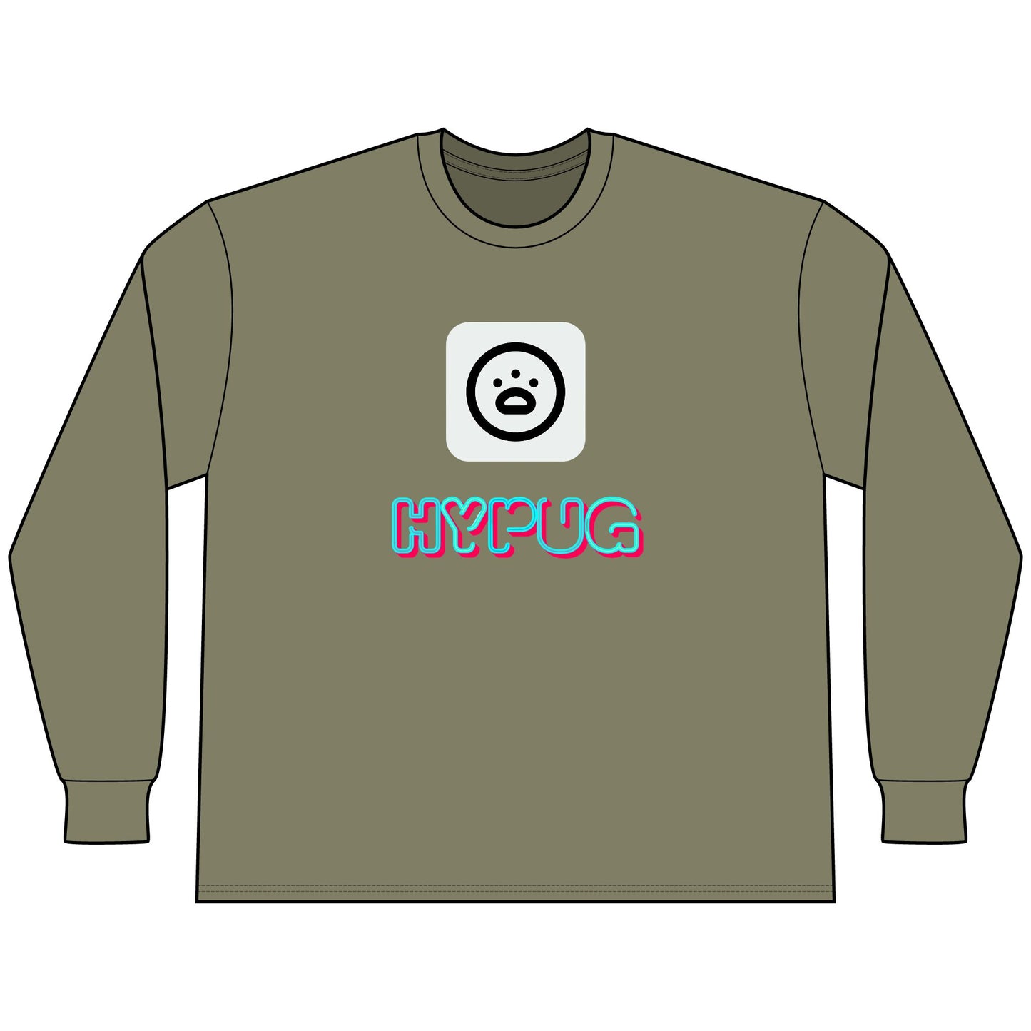 Big Dog Boxer Long Sleeve Tee — 'HYPUG' Graphic Front & Back