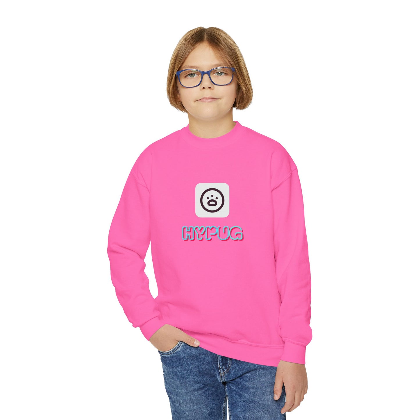 Big Dog Youth Crewneck Sweatshirt — Cute Cartoon Dog Graphic