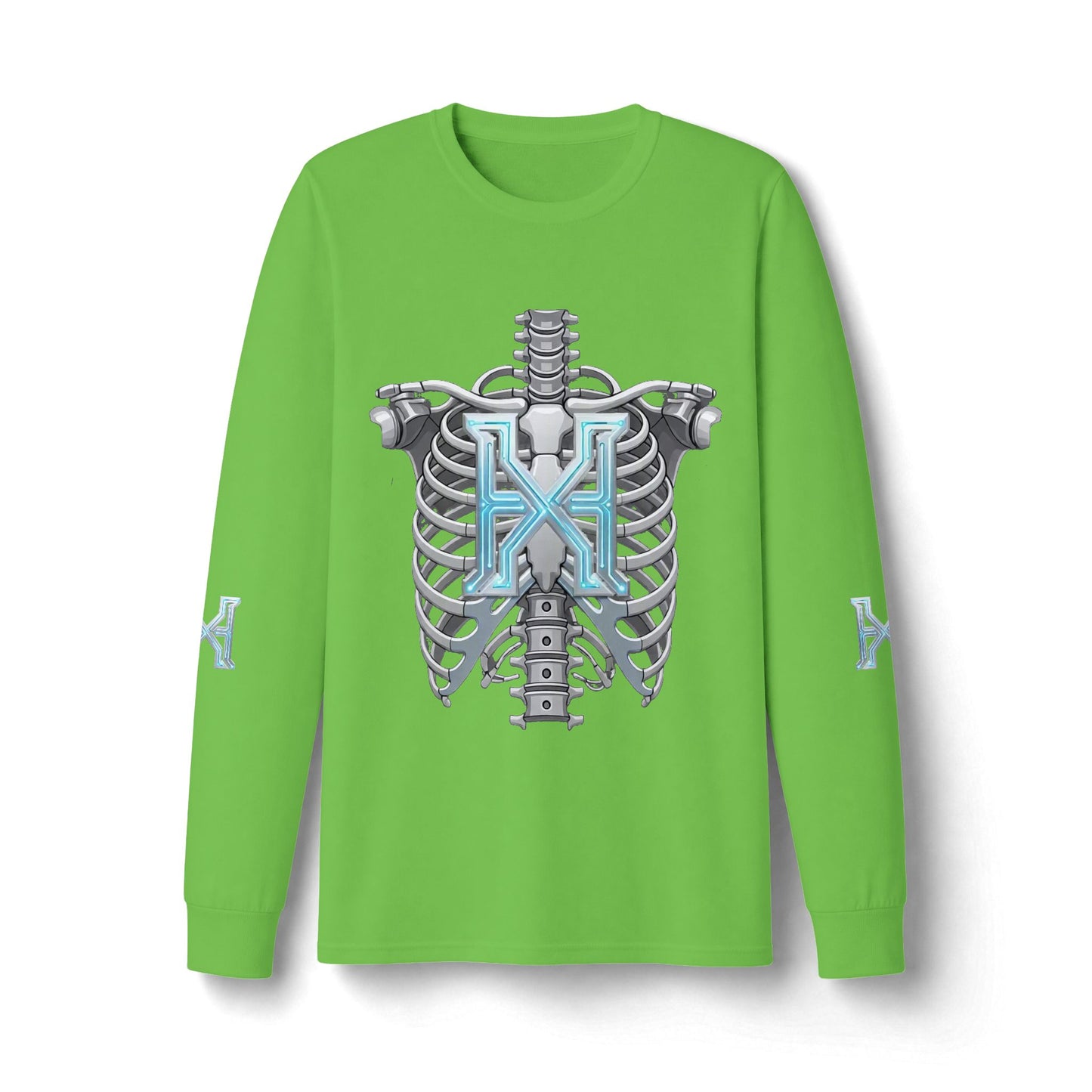 Hypug Xenon Cyber Skeleton Long Sleeve Tee — Futuristic Robotic X Ribcage Graphic