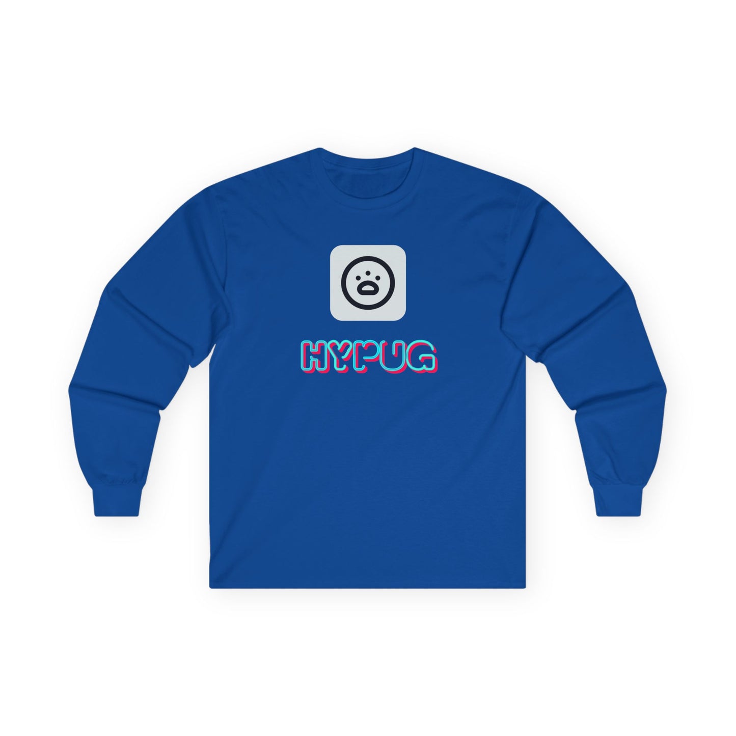 Big Dog Pug Graphic Long Sleeve Tee — Cute Dog Face Crewneck