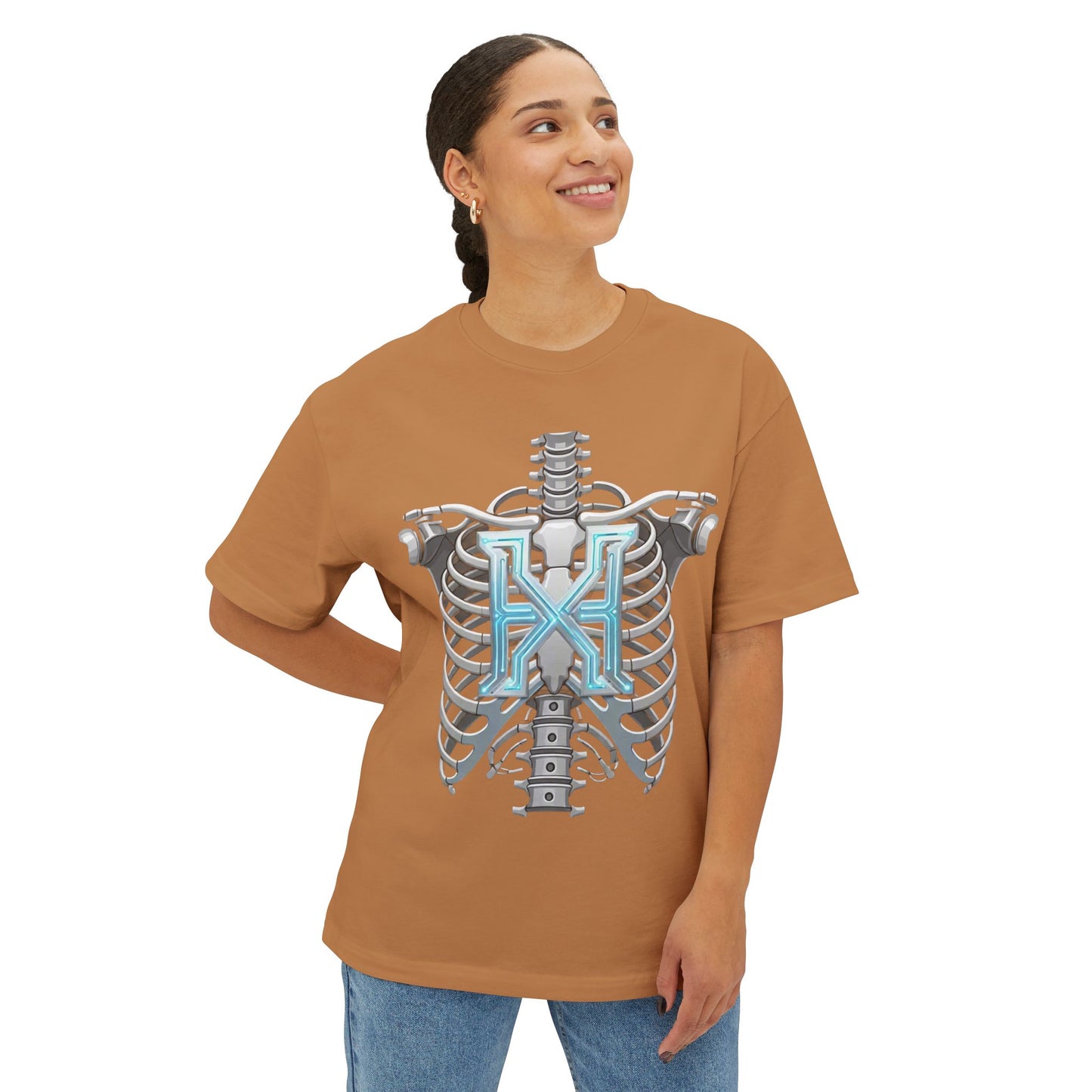 Cyber X Skeleton Tee — Futuristic Robotic Ribcage Graphic T-Shirt