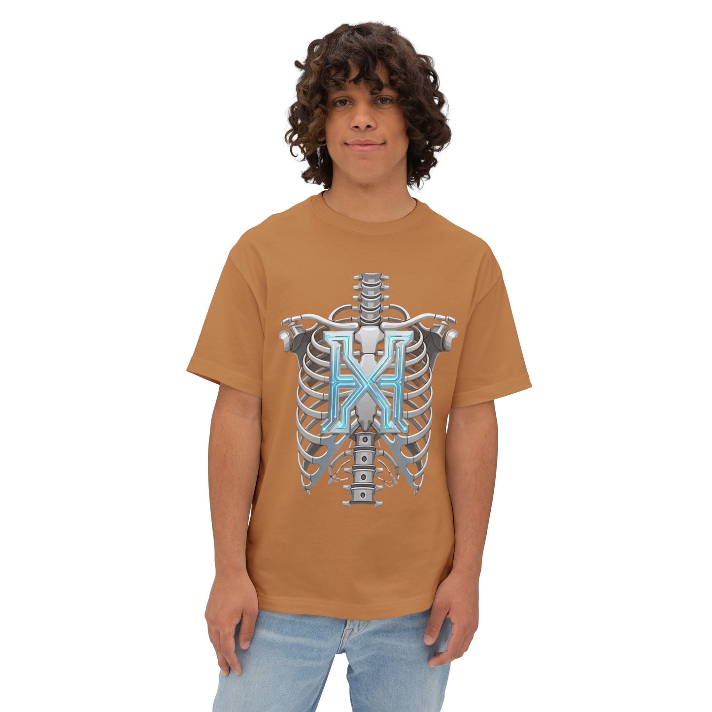 Cyber X Skeleton Tee — Futuristic Robotic Ribcage Graphic T-Shirt