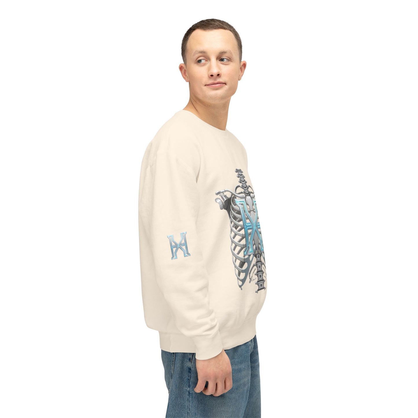 Hypug Xenon Cyber X Ribcage Crewneck Sweatshirt — Futuristic Robotic Hand Graphic