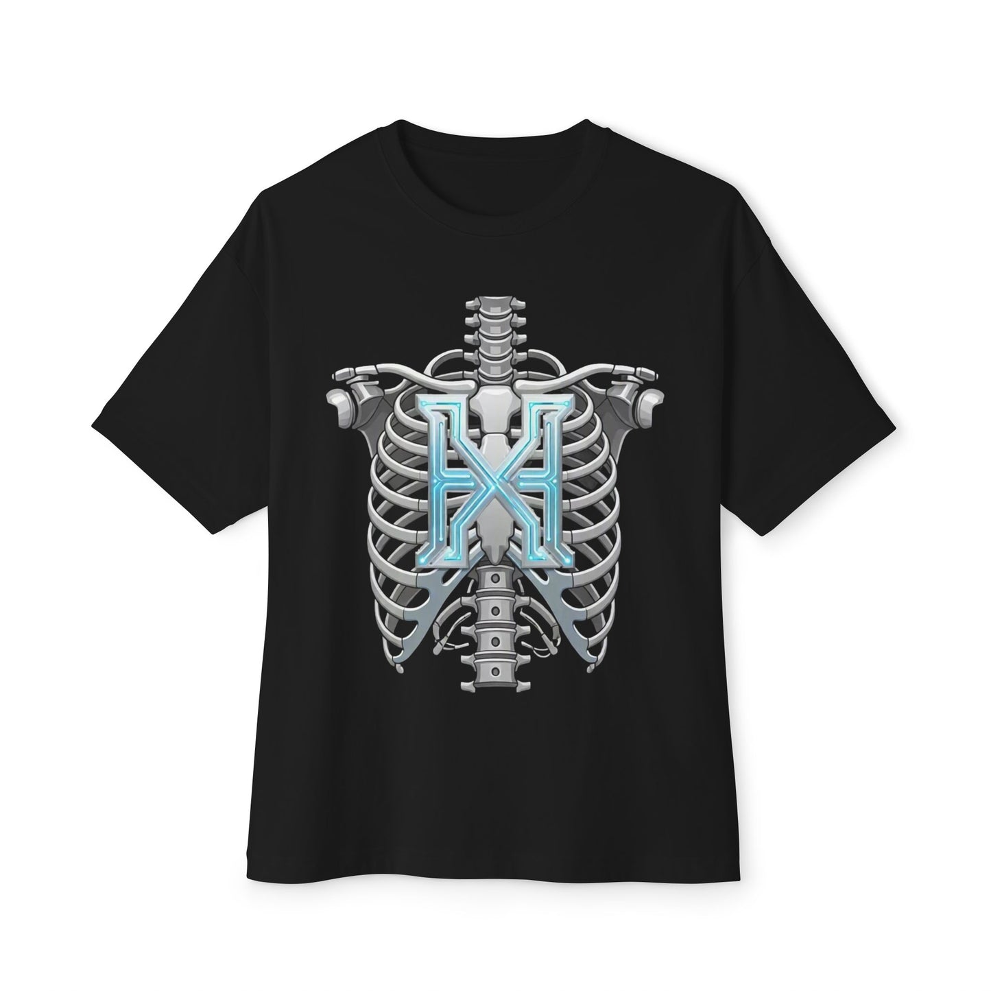 Cyber X Skeleton Tee — Futuristic Robotic Ribcage Graphic T-Shirt