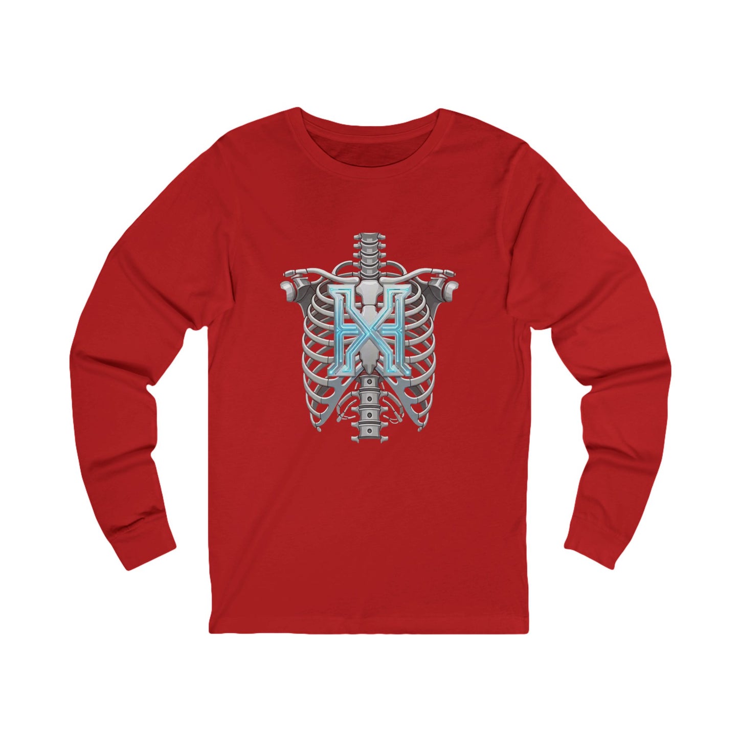 Hypug Xenon Robotic X Ribcage Long Sleeve Tee — Cyberpunk Skeleton Graphic Shirt