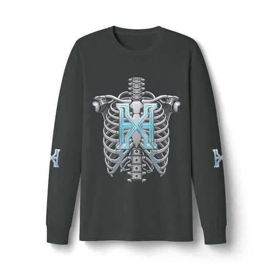 Hypug Xenon Cyber Skeleton Long Sleeve Tee — Futuristic Robotic X Ribcage Graphic - HYPUG XENON