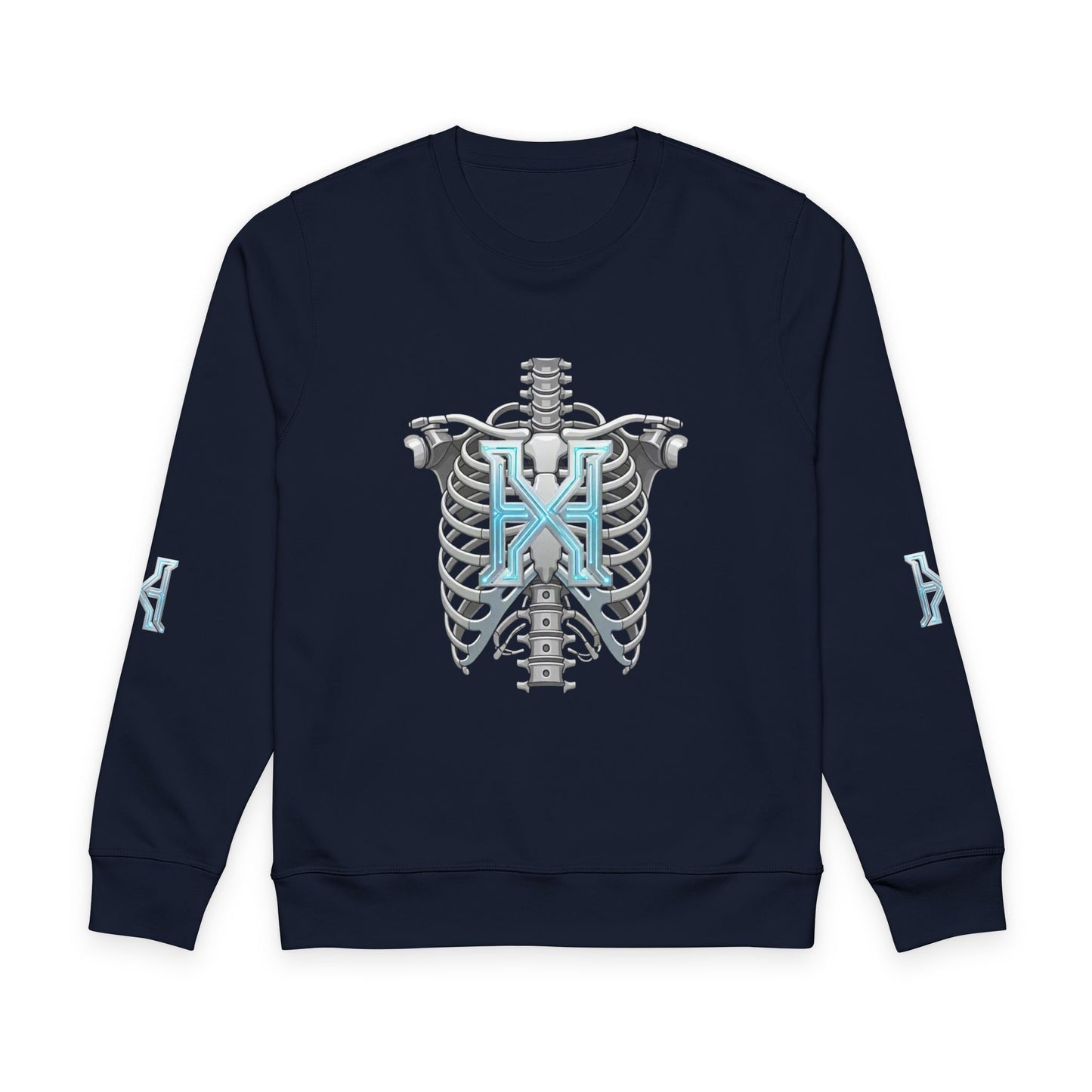 Hypug Xenon Skeleton X Crewneck Sweatshirt — Futuristic Robotic Ribcage Graphic