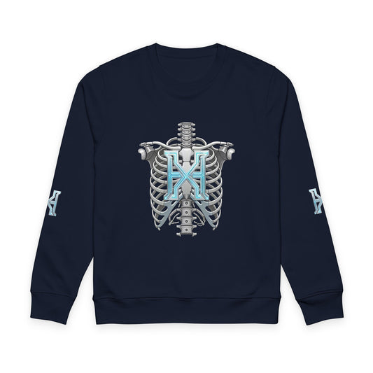 Hypug Xenon Skeleton X Crewneck Sweatshirt — Futuristic Robotic Ribcage Graphic - HYPUG XENON
