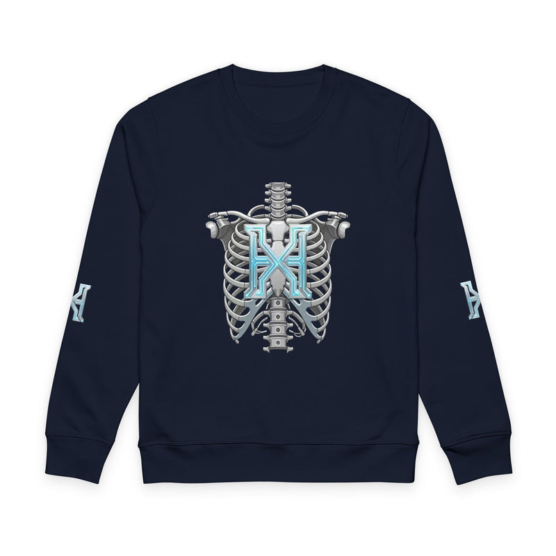 Hypug Xenon Skeleton X Crewneck Sweatshirt — Futuristic Robotic Ribcage Graphic