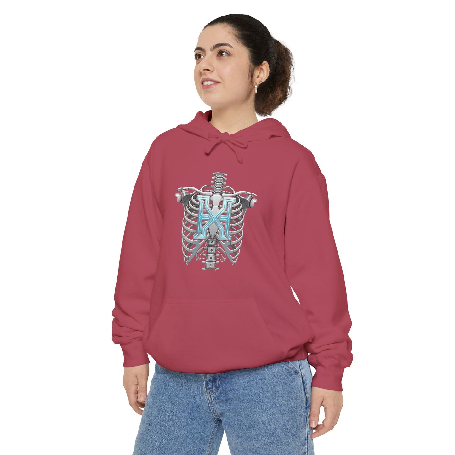 Hypug Xenon Ribcage Anatomy Hoodie — Blue Gothic Spine Chest Design