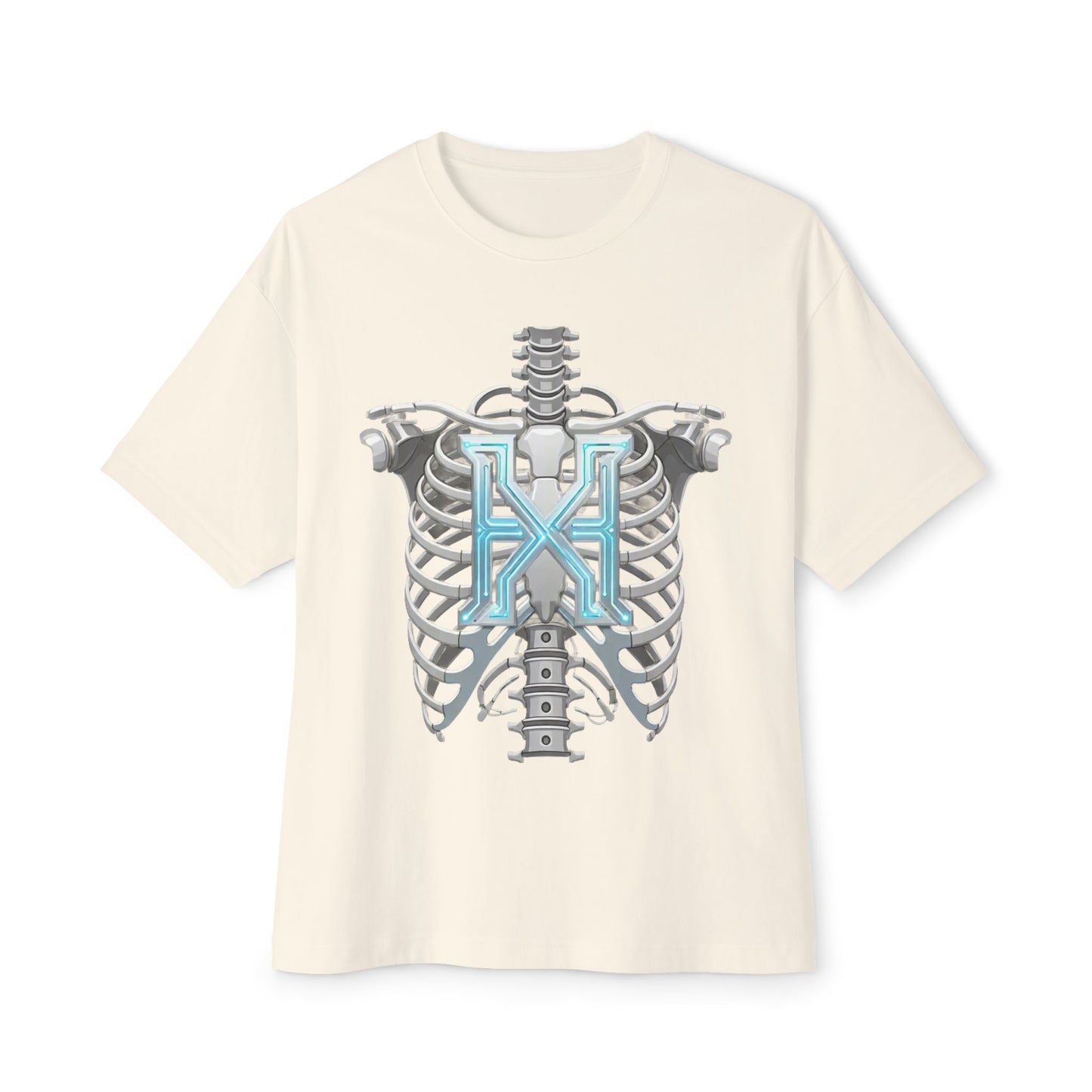 Cyber X Skeleton Tee — Futuristic Robotic Ribcage Graphic T-Shirt